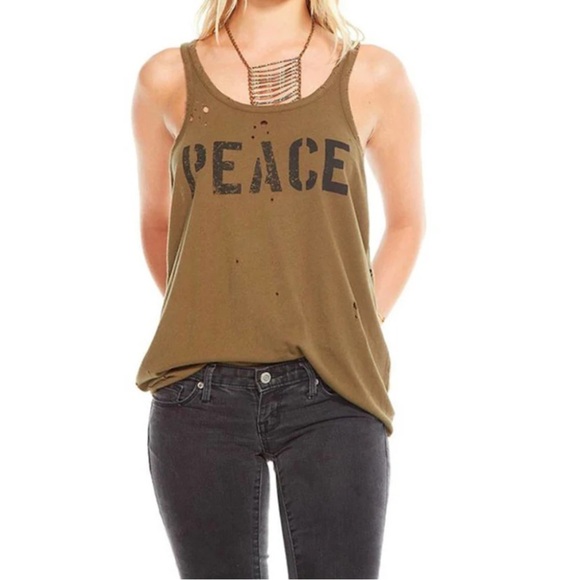 Chaser Army Green Peace Distressed Tank - Picture 1 of 6